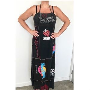 Vintage Rock T-shirt Halter Maxi Dress